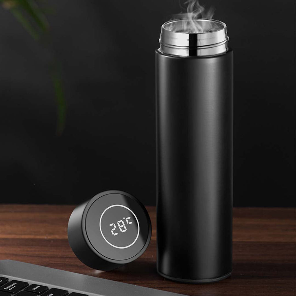 NNEAGS 500ML Stainless Steel Smart LCD Thermometer Display Bottle Vacuum Flask Thermos Blue
